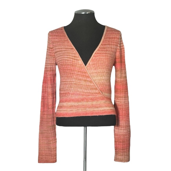 American Eagle – Space Dye Knit Long Sleeve Wrap Crop Top – Medium - Picture 2 of 9